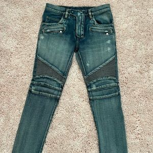 Balmain Blue Biker Denim